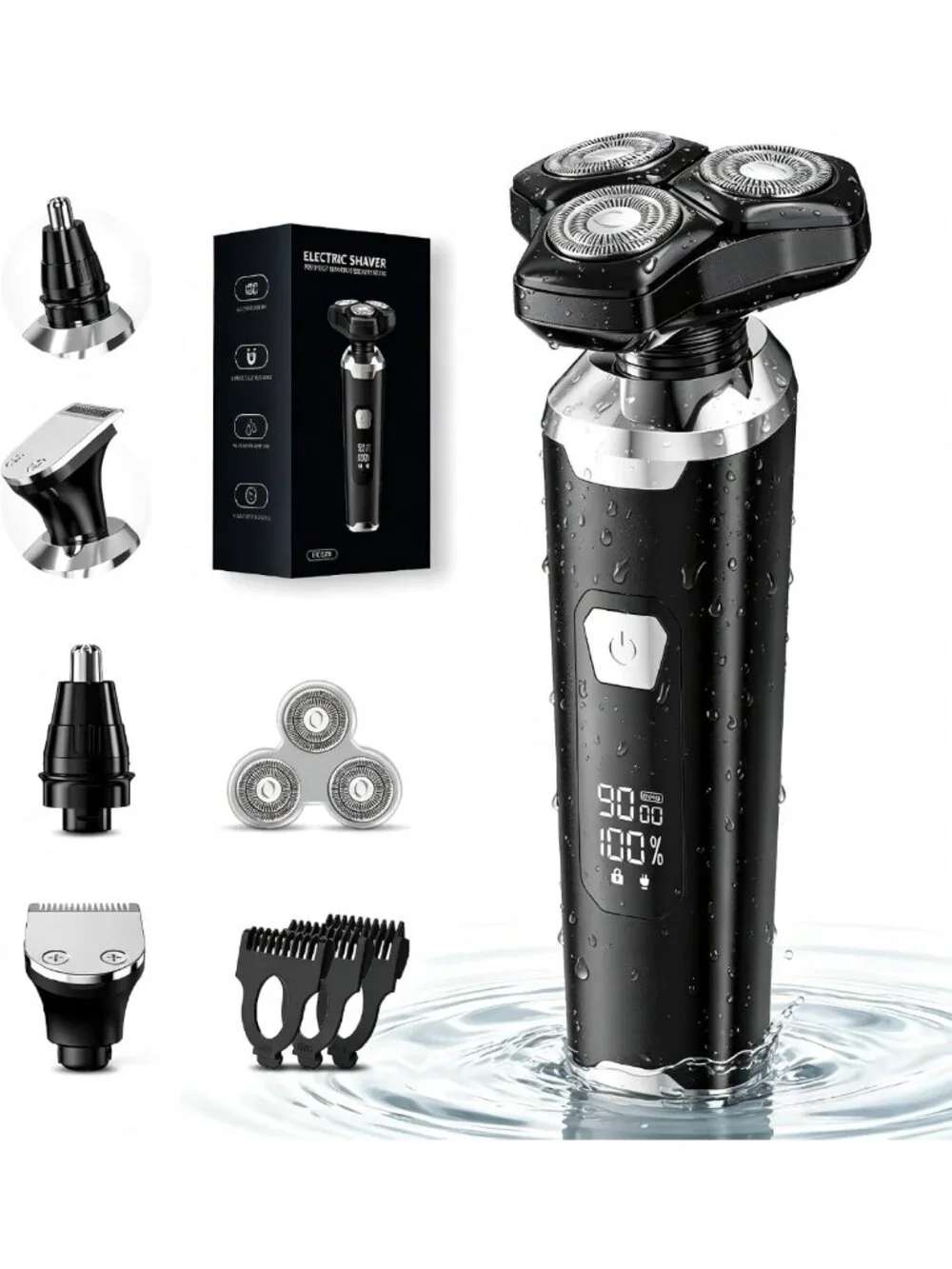 Versatile 3-in-1 Electric Razor for Men - 4D Floating Shaver, Grooming Tool